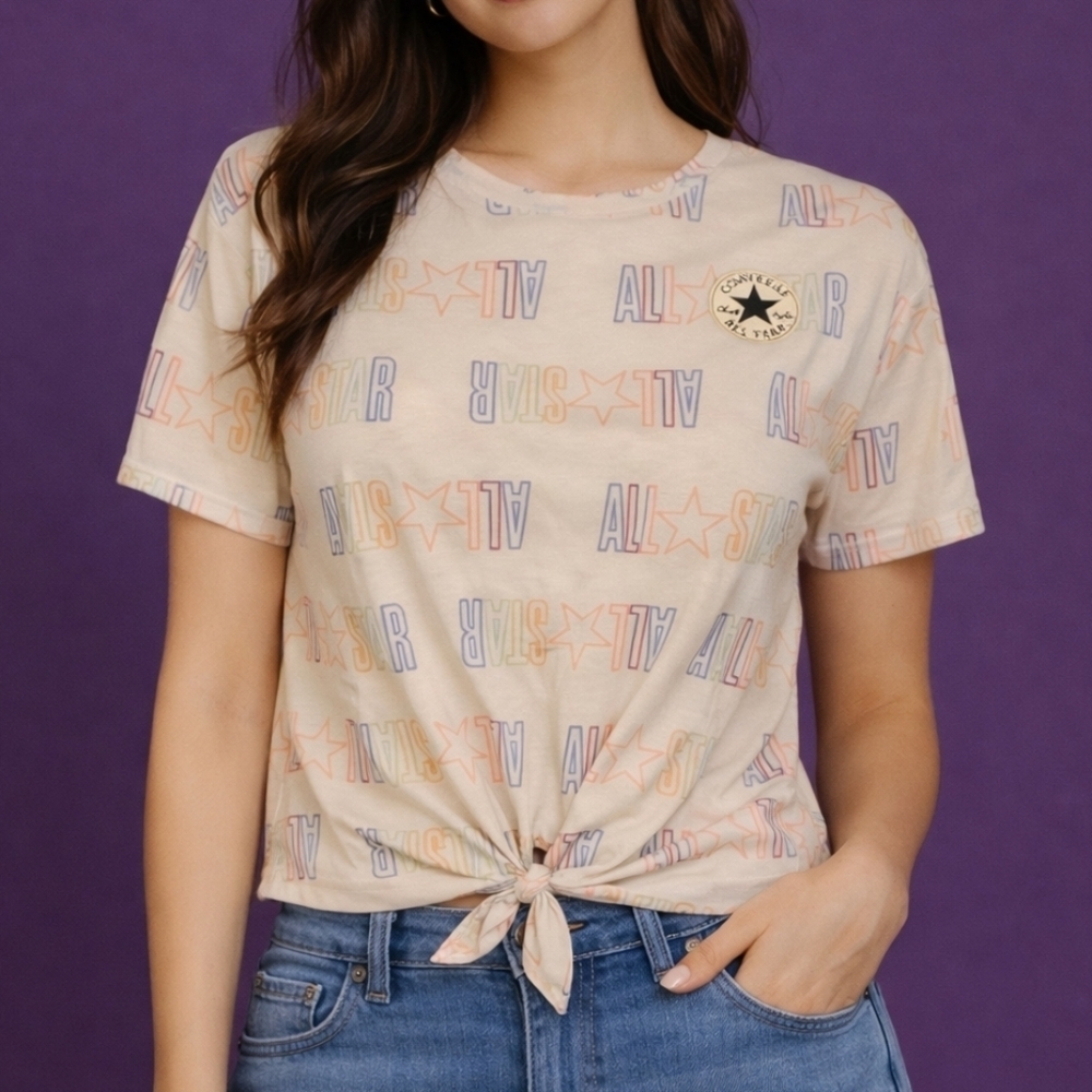 CONVERSE All Star Colorful Graphic Tie-Front Crop Top